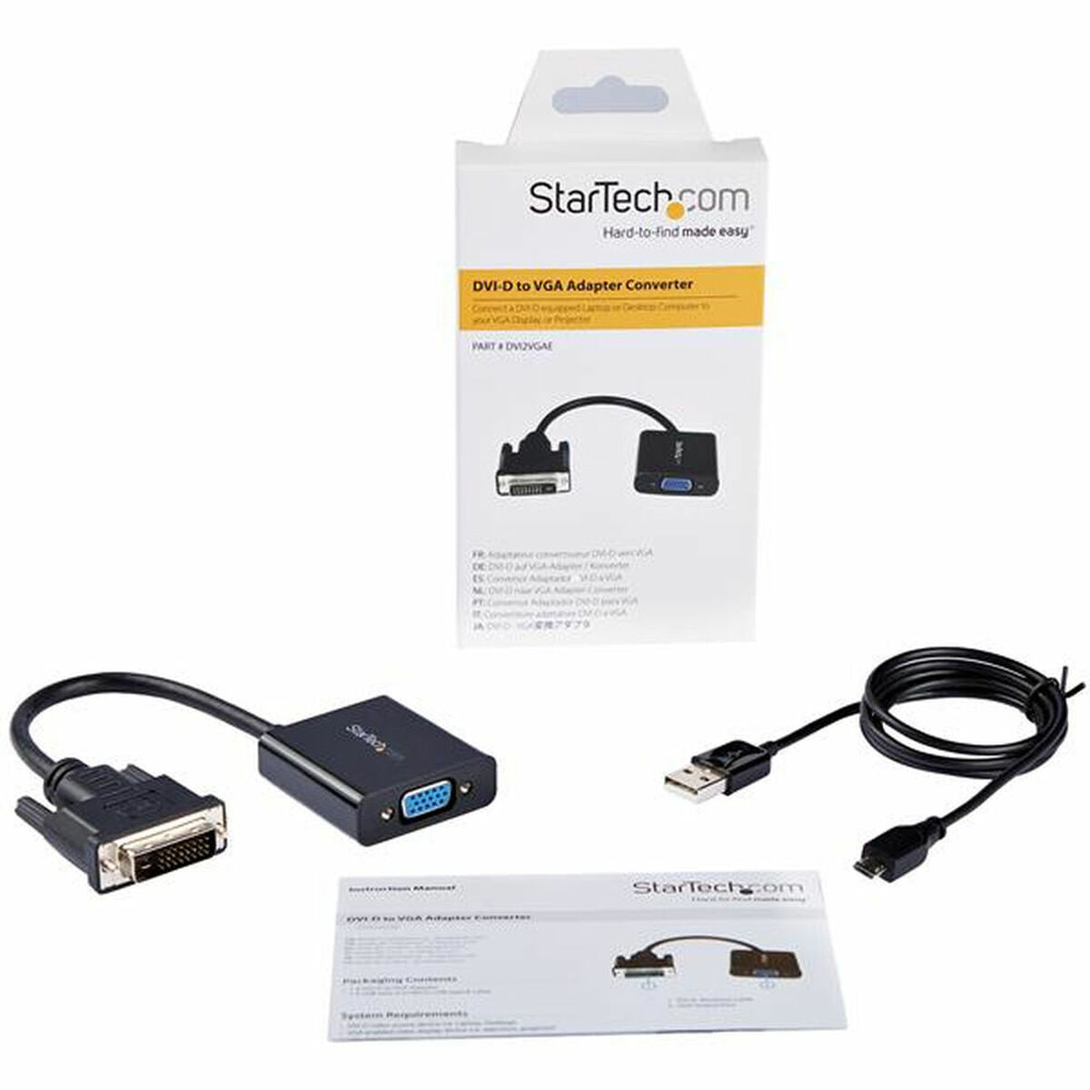 DVI-D to VGA Adapter Startech DVI2VGAE 0,19 m Black