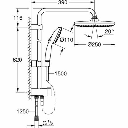 Shower Column Grohe Vitalio Start System 250 Silicone Grohe