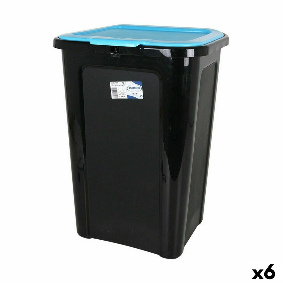 Rubbish Bin Tontarelli Coverline Blue 44 L Black 38,5 x 34,5 x 54,5 cm (6 Units) Tontarelli