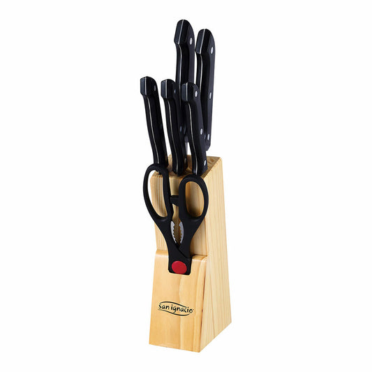 Set of Kitchen Knives and Stand San Ignacio Dresde SG-4161 Black Stainless steel 7 Pieces San Ignacio