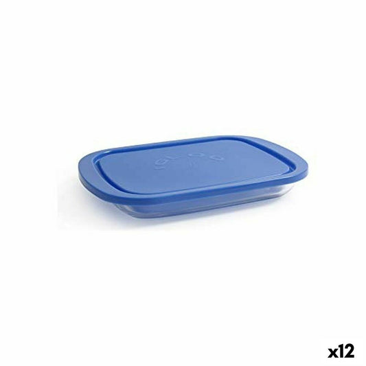 Lunch box Borgonovo Igloo Blue Rectangular 800 ml 26 x 18,5 x 3,4 cm (12 Units) (26 x 18,5 x 3,4 cm) Borgonovo