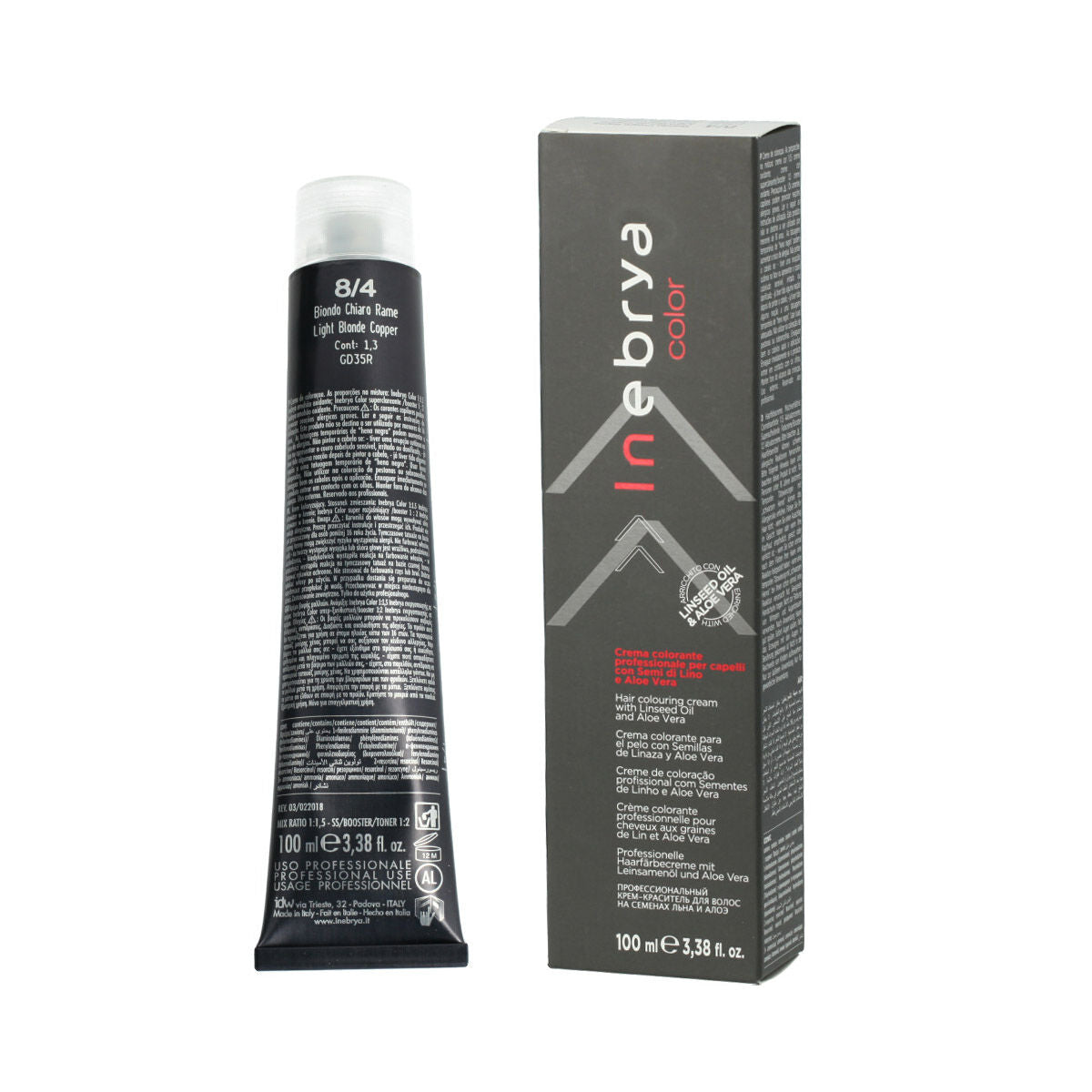 Permanent Dye Inebrya Nº 8/4 Light Blonde Copper 100 ml Inebrya