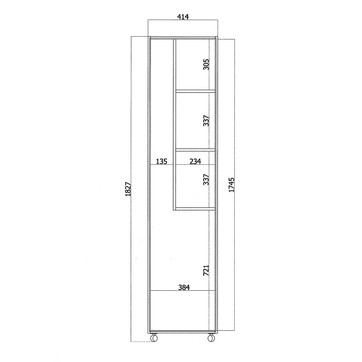 Broom cupboard Alexandra House Living White Wood MDP 42 x 183 x 41 cm 1 door Reversible With wheels