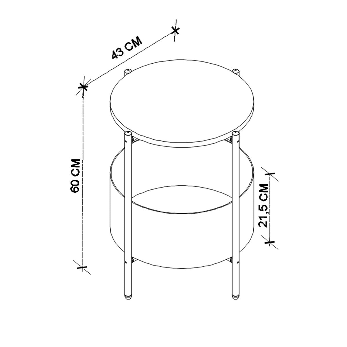 Side table Alexandra House Living Black Grey Oak Metal Wood MDP 43 x 60 x 43 cm