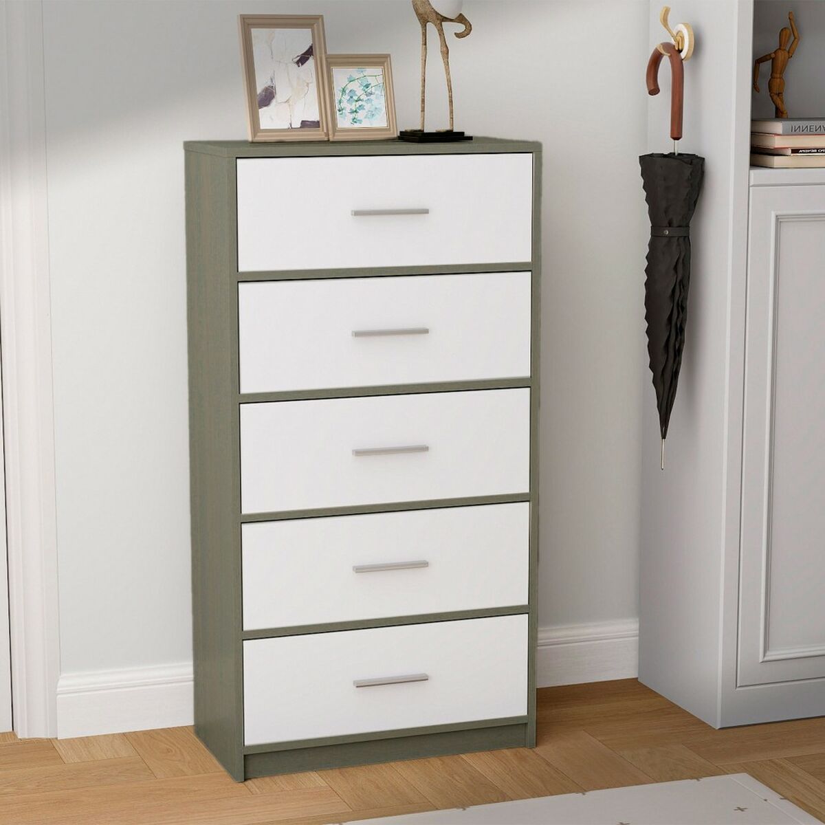 Chest of drawers Max Home White Grey Modern 58 x 112 x 30 cm