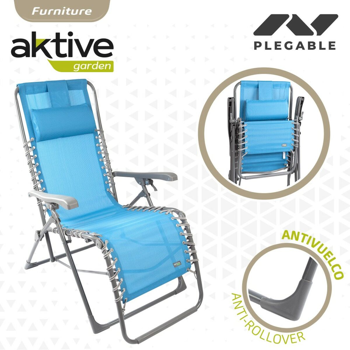 Sun-lounger Aktive textilene Blue 160 x 76 x 52 cm