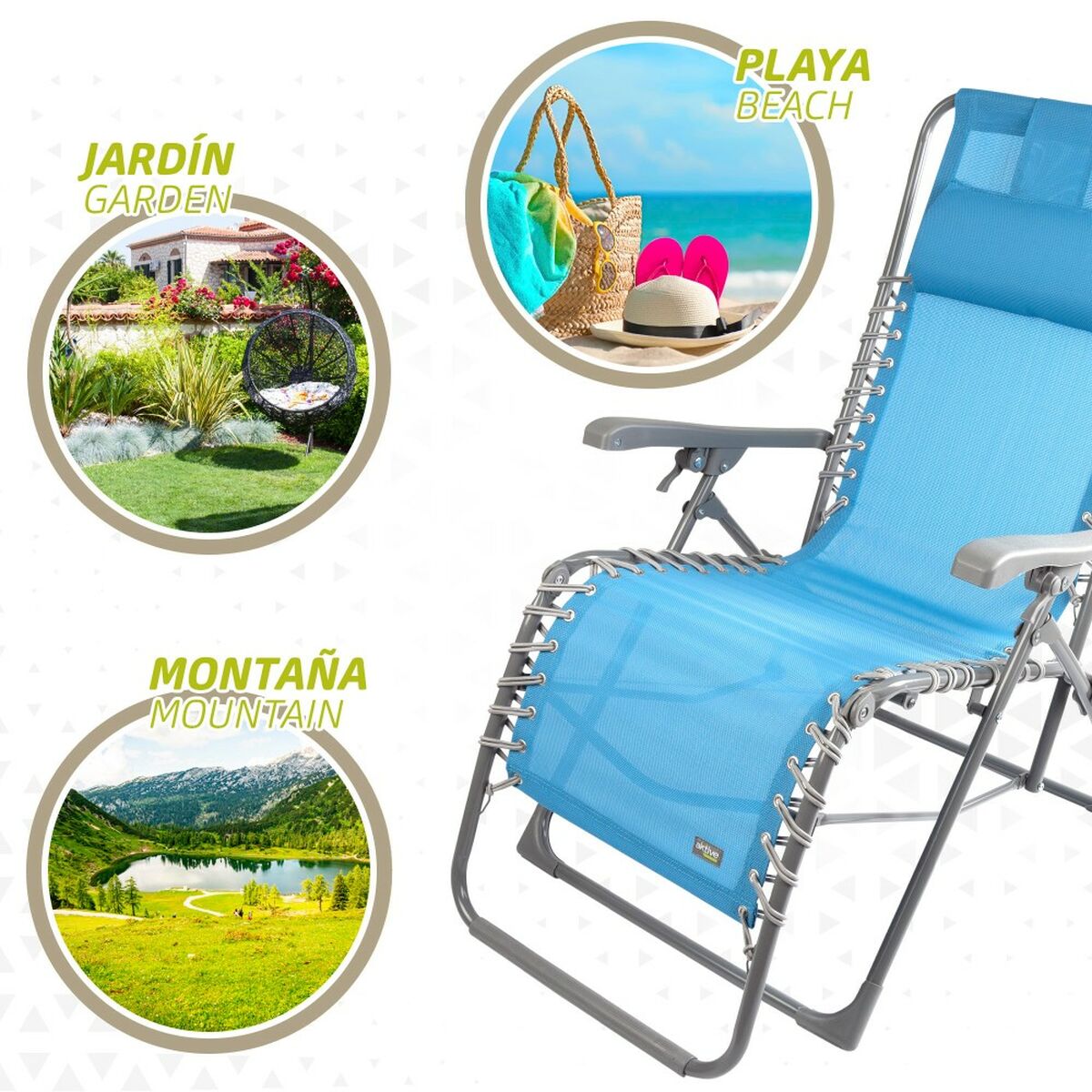 Sun-lounger Aktive textilene Blue 160 x 76 x 52 cm