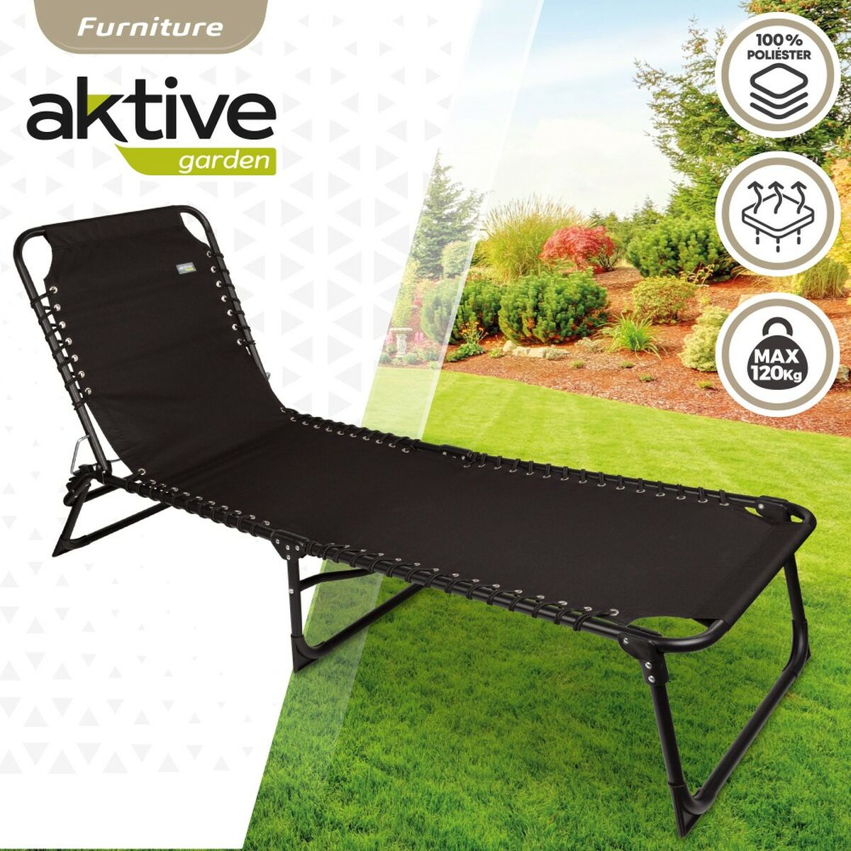 Sun-lounger Aktive 190 x 32 x 58 cm