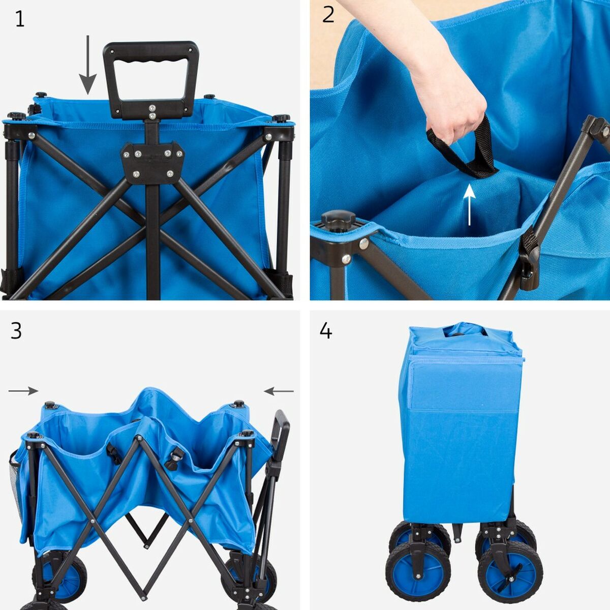 Multi-purpose Cart Aktive Blue Black Polyester PVC Steel 88 x 108 x 47 cm Foldable Beach