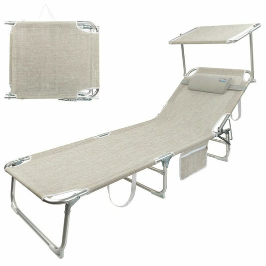 Beach sunbed Colorbaby Foldable Beige 188 x 58 x 30 cm