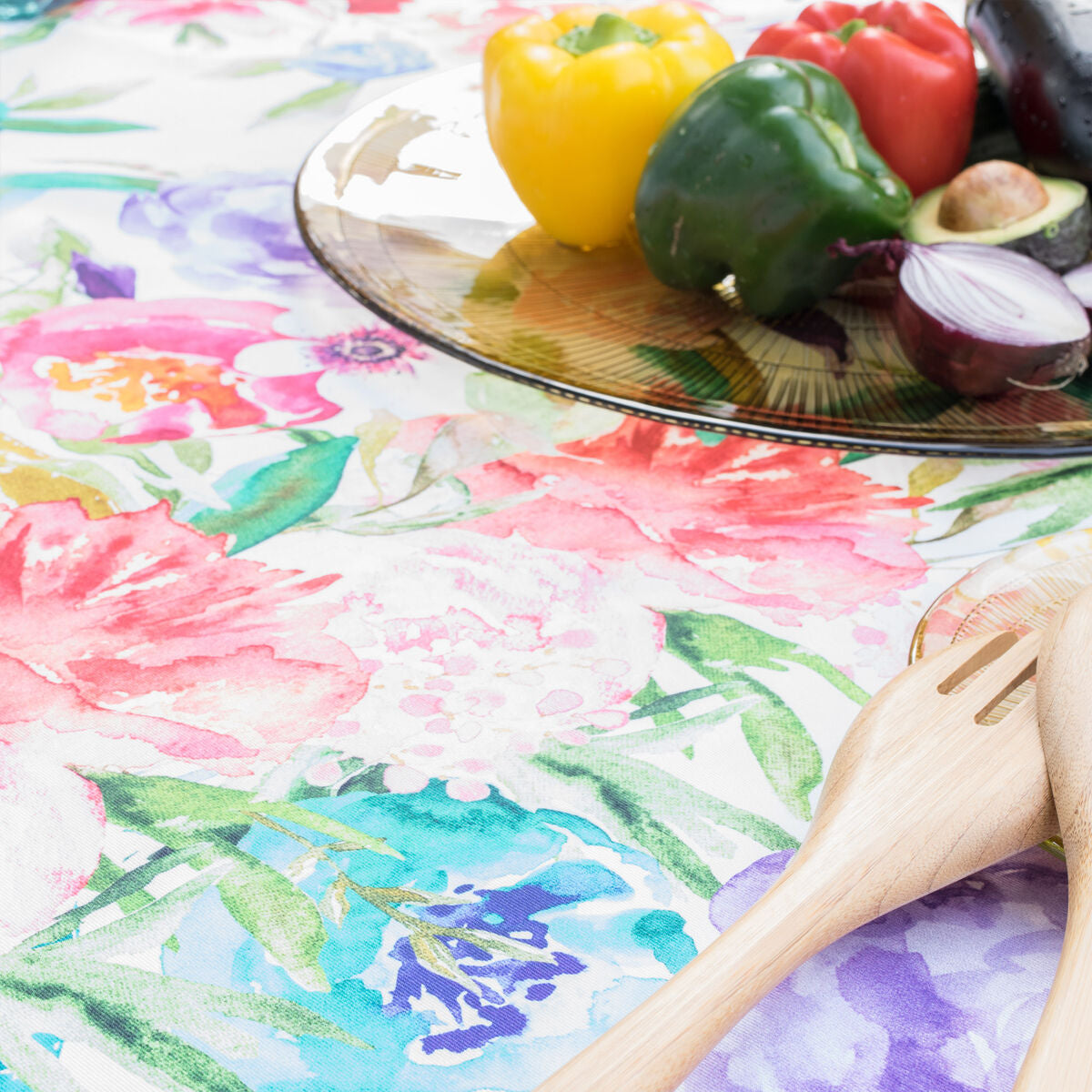 Tablecloth HappyFriday Pink bloom Multicolour 150 x 150 cm