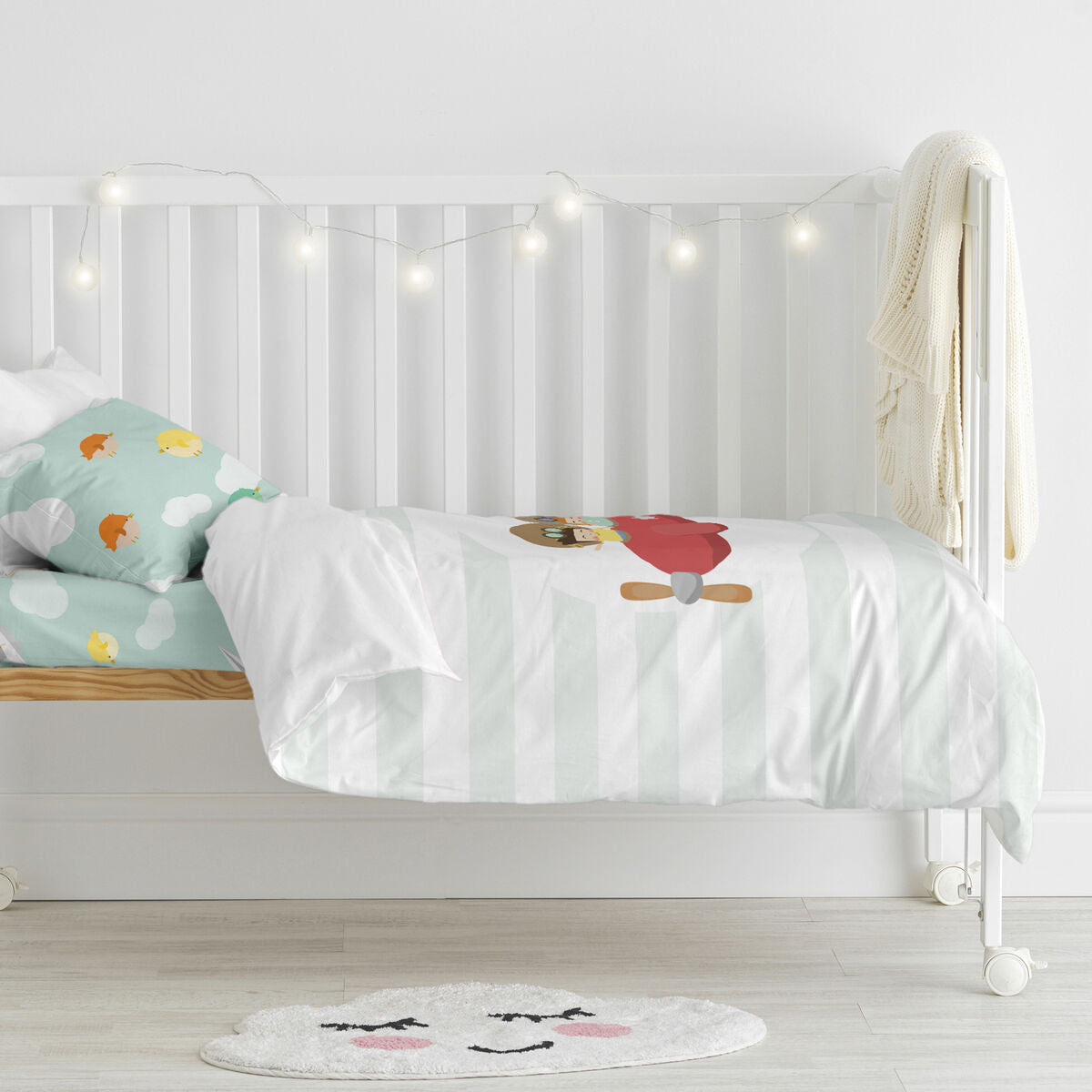 Duvet cover set HappyFriday Happynois Learning To Fly Multicolour Baby Crib 2 Pieces HappyFriday