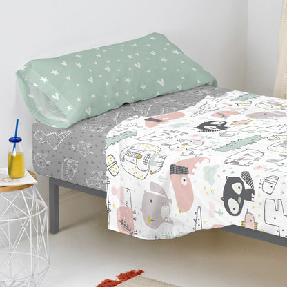 Fitted sheet HappyFriday MOSHI MOSHI Multicolour 105 x 200 x 32 cm