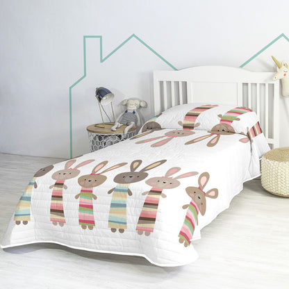 Bedspread (quilt) HappyFriday Moshi Moshi Rabbit Family Multicolour 180 x 260 cm