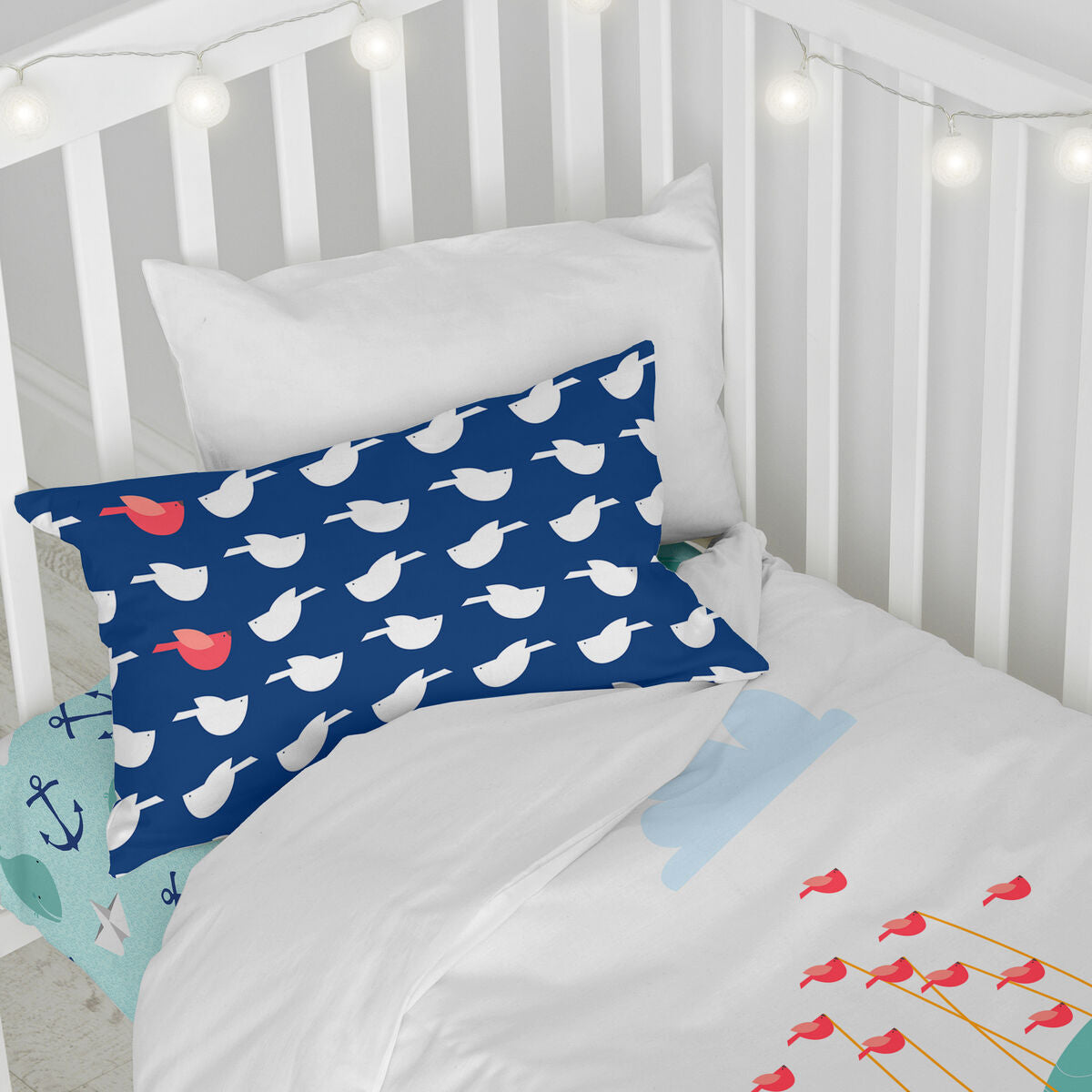 Duvet cover set HappyFriday Moshi Moshi Whale Multicolour Baby Crib 2 Pieces