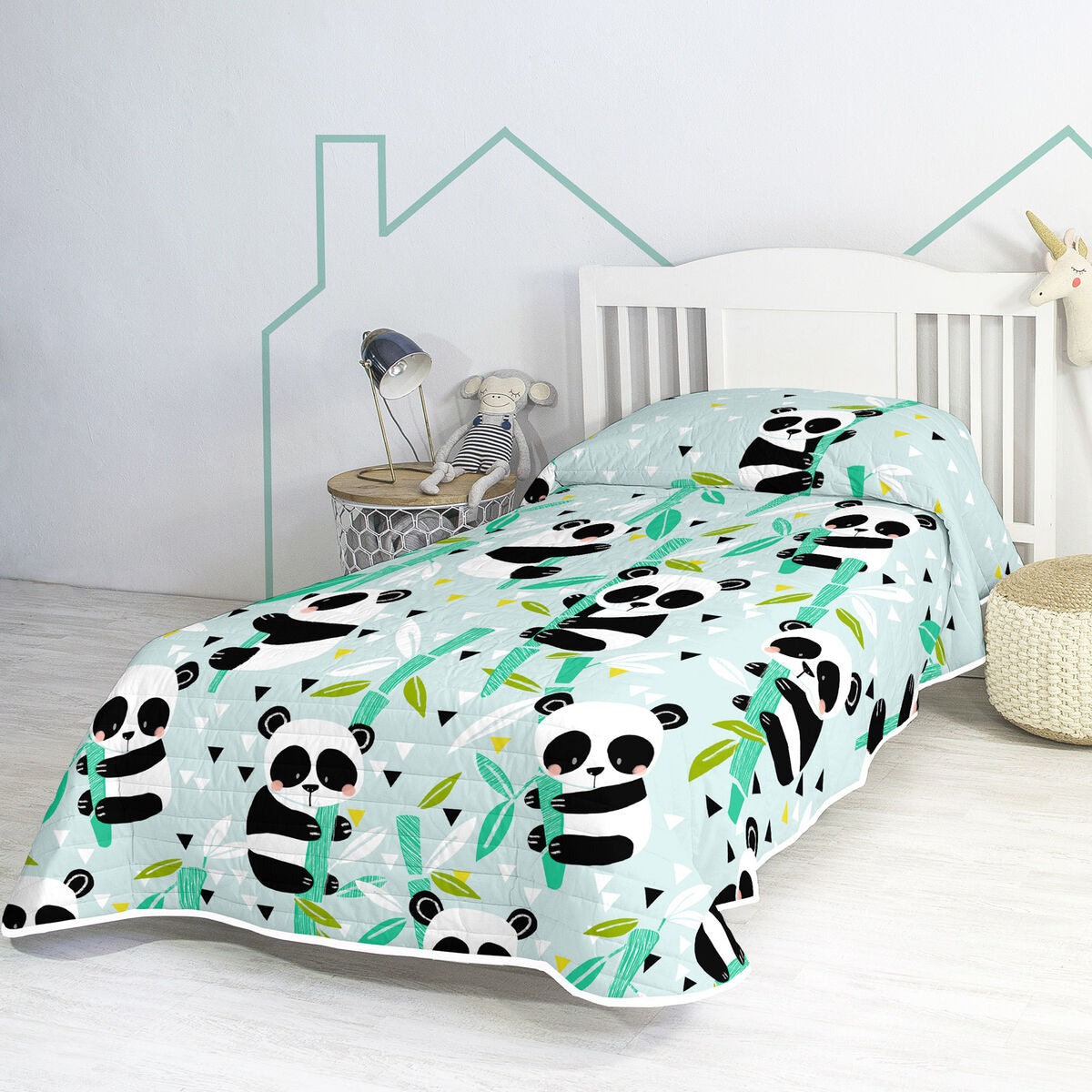 Bedspread (quilt) HappyFriday Moshi Moshi Blue 180 x 260 cm Panda bear