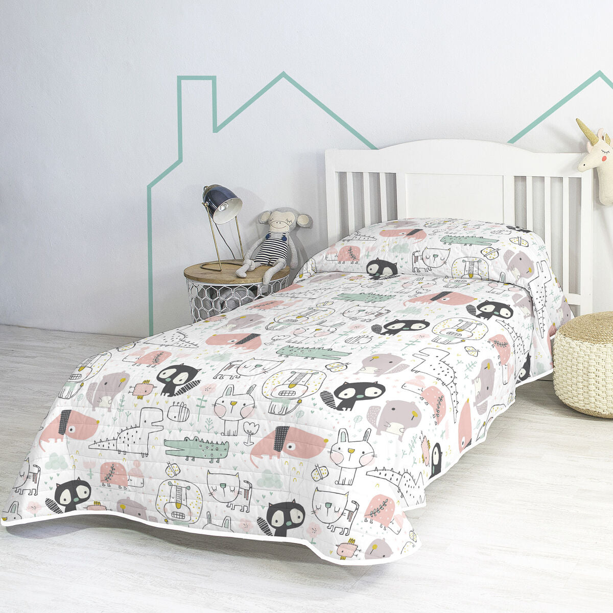 Bedspread (quilt) HappyFriday Moshi Moshi Multicolour 200 x 260 cm animals