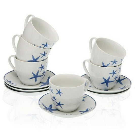 Piece Coffee Cup Set Blue Sea Porcelain (6 Pieces) Versa