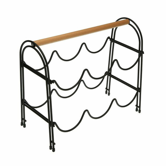 Bottle rack Versa Metal Wood Steel (14 x 27,5 x 32,7 cm) Versa