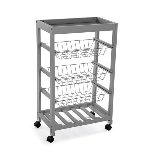 Vegetable trolley Versa Grey 30 x 85 x 51 cm Metal MDF Wood Versa