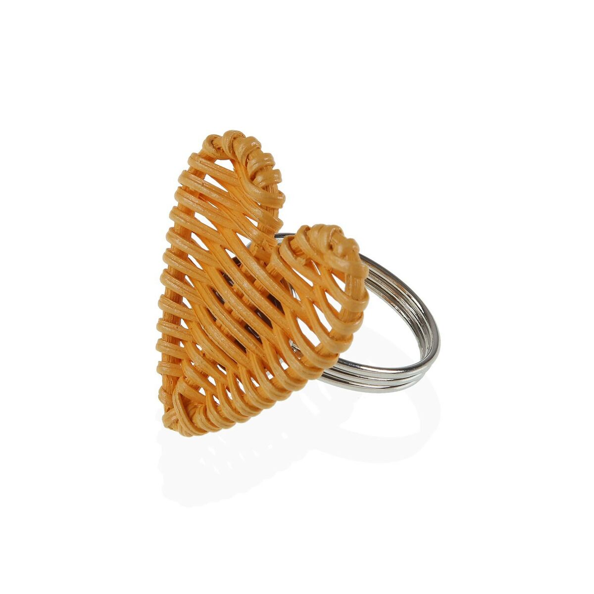 Napkin ring Versa Metal Rattan 5,3 x 4,7 x 5,3 cm Heart