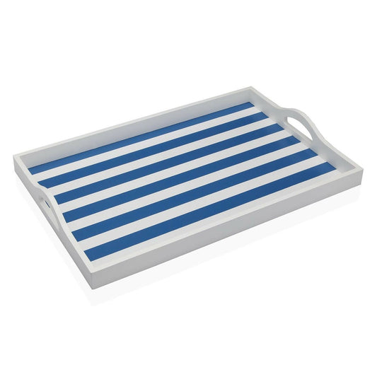 Tray Versa Blue MDF Wood 30 x 5 x 45 cm Stripes Versa