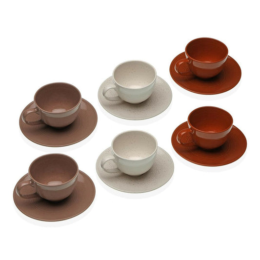 Set of 6 Cups with Plate Versa Romane Stoneware Versa