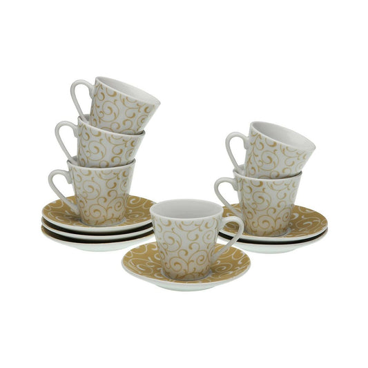 Set of 6 Cups with Plate Versa Serpentine Porcelain Versa