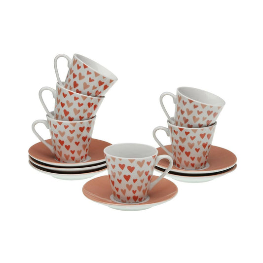 Set of 6 Cups with Plate Versa Amore Porcelain Versa