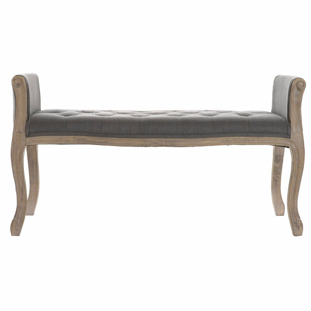 Bench DKD Home Decor Natural Dark grey Rubber wood Canvas 109 x 44,5 x 60 cm