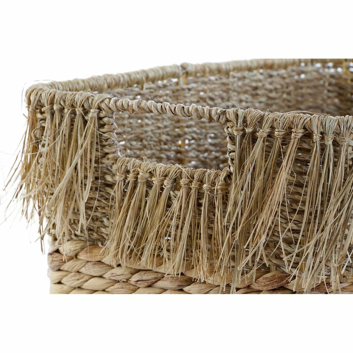 Basket set DKD Home Decor Brown Multicolour Natural Fringe 40 x 30 x 26 cm