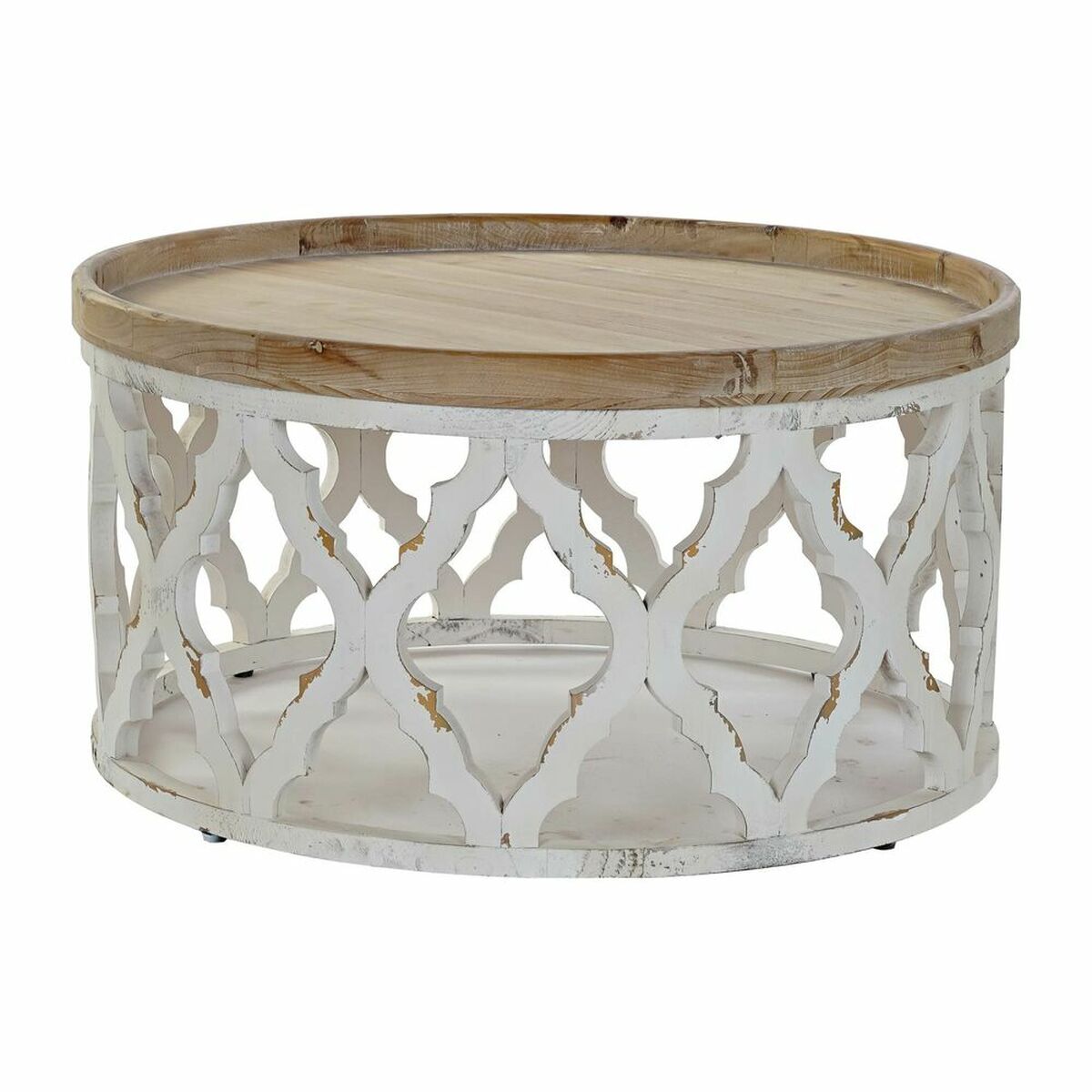 Side table DKD Home Decor White Light brown Fir MDF Wood 81 x 81 x 43,5 cm