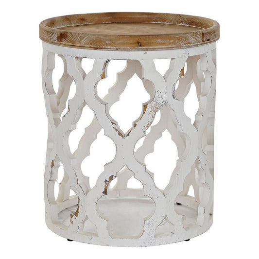 Side table DKD Home Decor 50 x 50 x 58 cm Fir Natural White MDF Wood DKD Home Decor