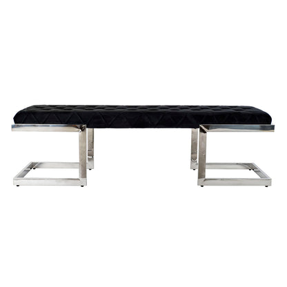 Bench DKD Home Decor Black Polyester Steel (140 x 40 x 40 cm)