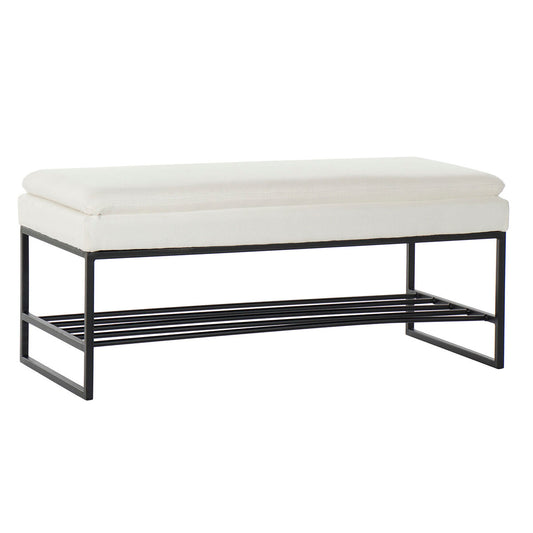 Foot-of-bed Bench DKD Home Decor Black Beige Iron 80,5 x 36 x 35,5 cm DKD Home Decor