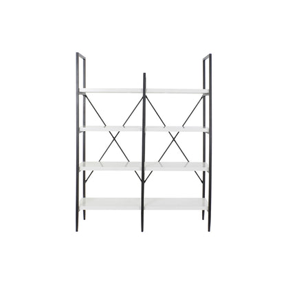 Shelves DKD Home Decor Black Metal White 4 Shelves MDF Wood (110 x 30 x 150 cm)