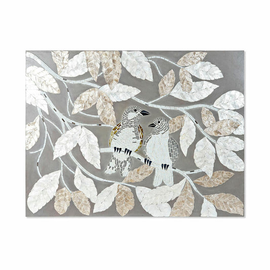 Canvas DKD Home Decor Beige Grey Leaf of a plant 90 x 4 x 70 cm DKD Home Decor