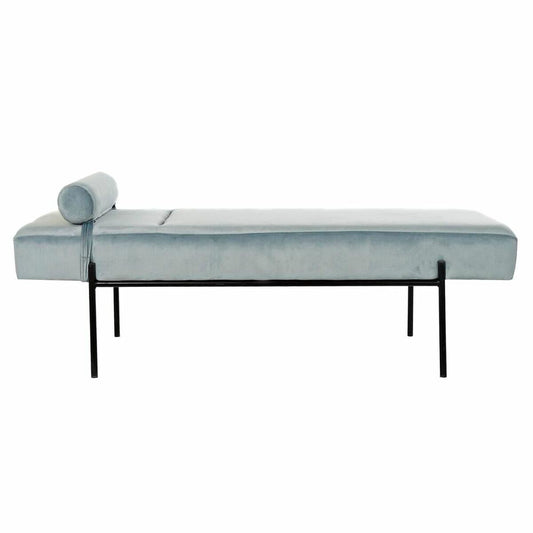 Chaise Longue Sofa DKD Home Decor Black Sky blue Metal 140 x 59 x 42 cm