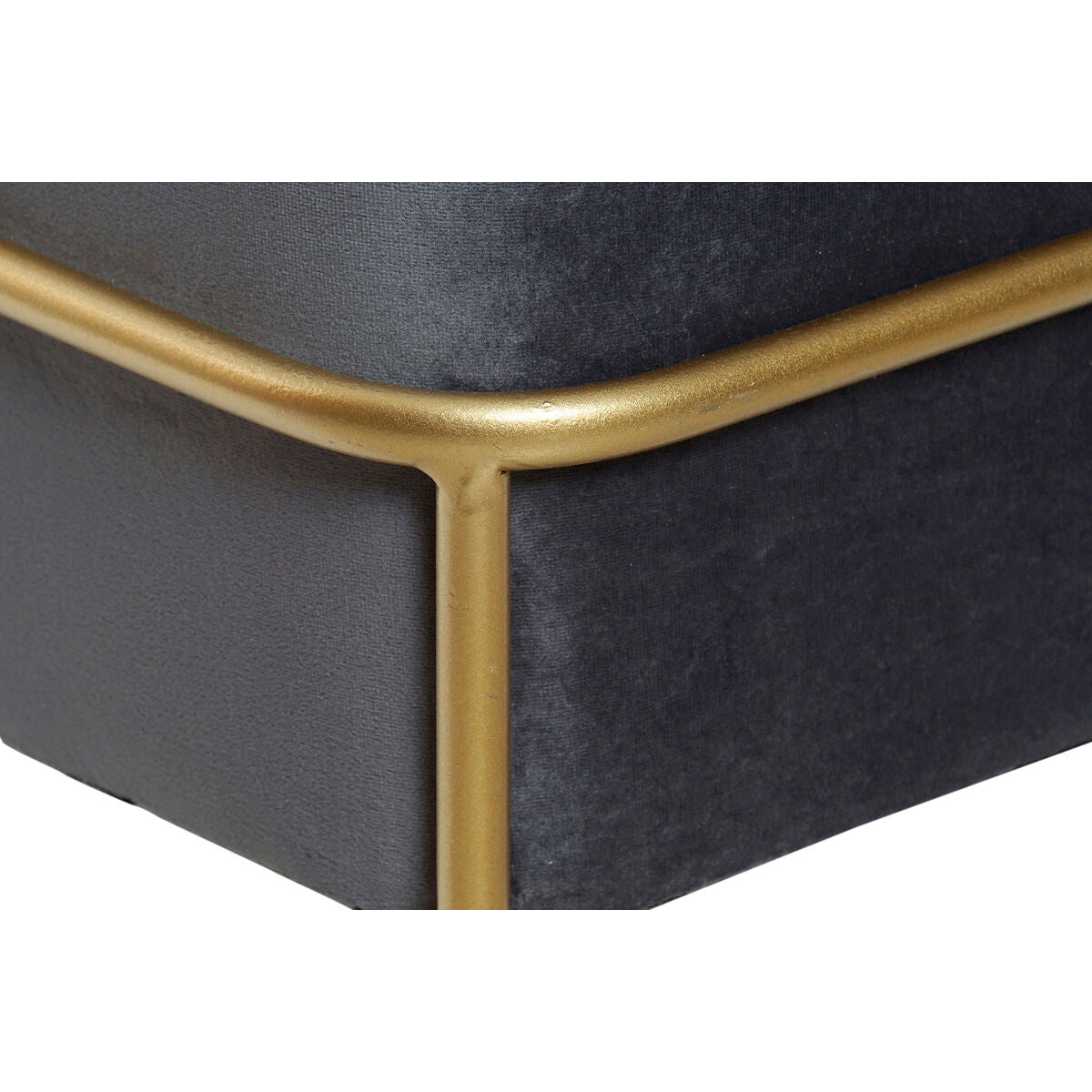 Bench DKD Home Decor Foam Grey Golden Metal Polyester Velvet MDF Wood (80 x 80 x 47 cm)