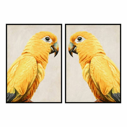 Painting DKD Home Decor Parrot Tropical (103 x 4,2 x 143 cm) (2 Units)