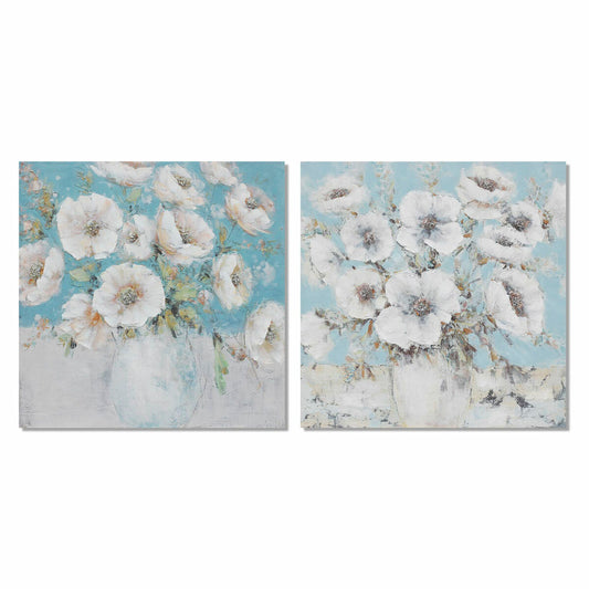 Painting DKD Home Decor 100 x 2,8 x 100 cm Vase Shabby Chic (2 Units) DKD Home Decor