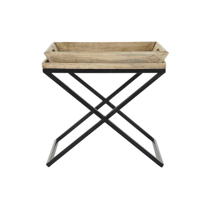 Side table DKD Home Decor Black Natural Metal Mango wood 55 x 45 x 53 cm