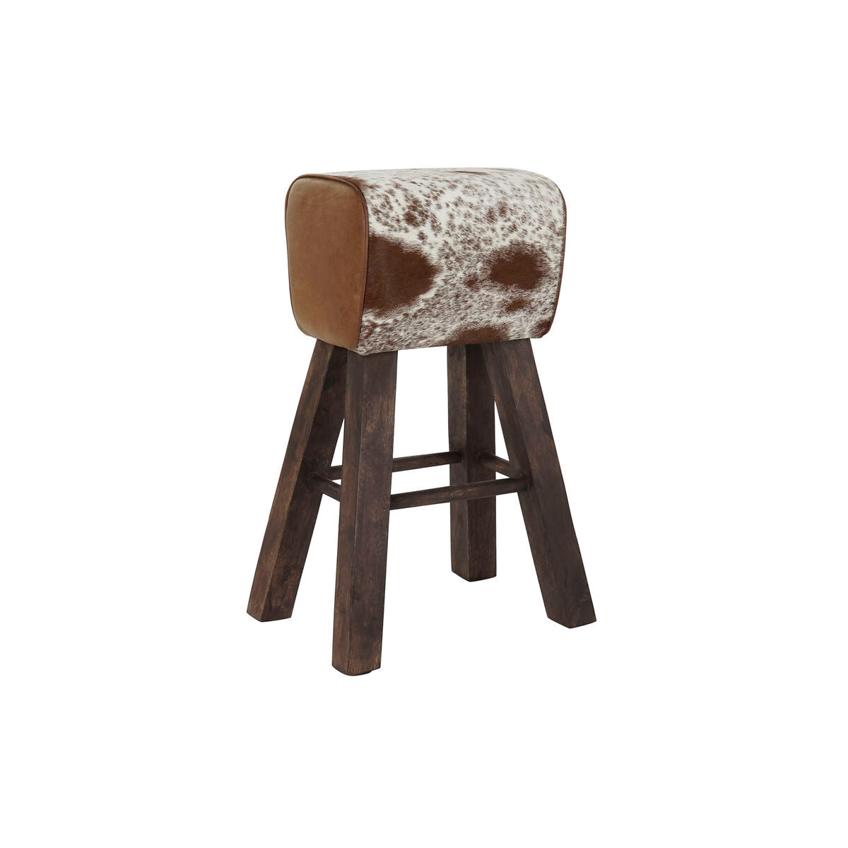 Stool DKD Home Decor White Brown Black Leather Wood 50 x 35 x 75 cm