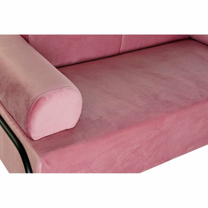 Sofa DKD Home Decor Black Pink Metal Polyester Modern (154 x 76 x 76 cm)