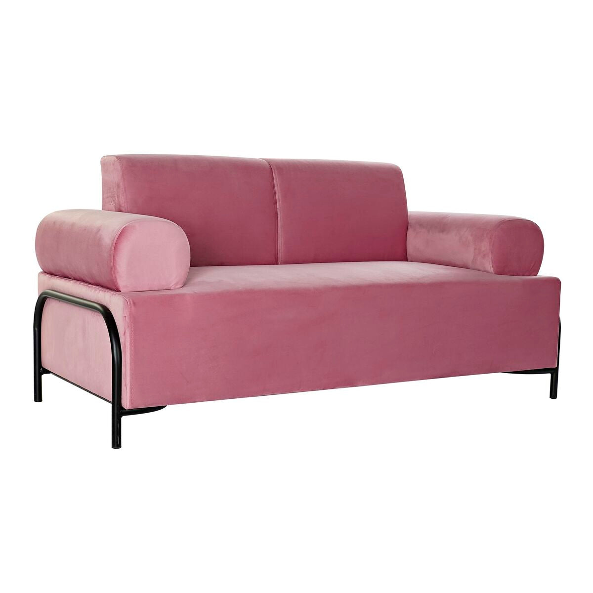 Sofa DKD Home Decor Black Pink Metal Polyester Modern (154 x 76 x 76 cm)