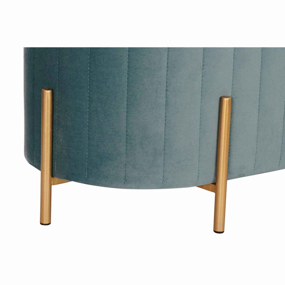 Bench DKD Home Decor Blue Golden Metal Polyester Velvet (123 x 50 x 45 cm)