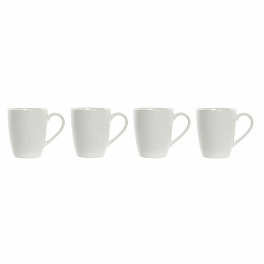 4 Piece Mug Set DKD Home Decor White Natural Rubber wood Stoneware 300 ml 19 x 13 x 31 cm - byKim