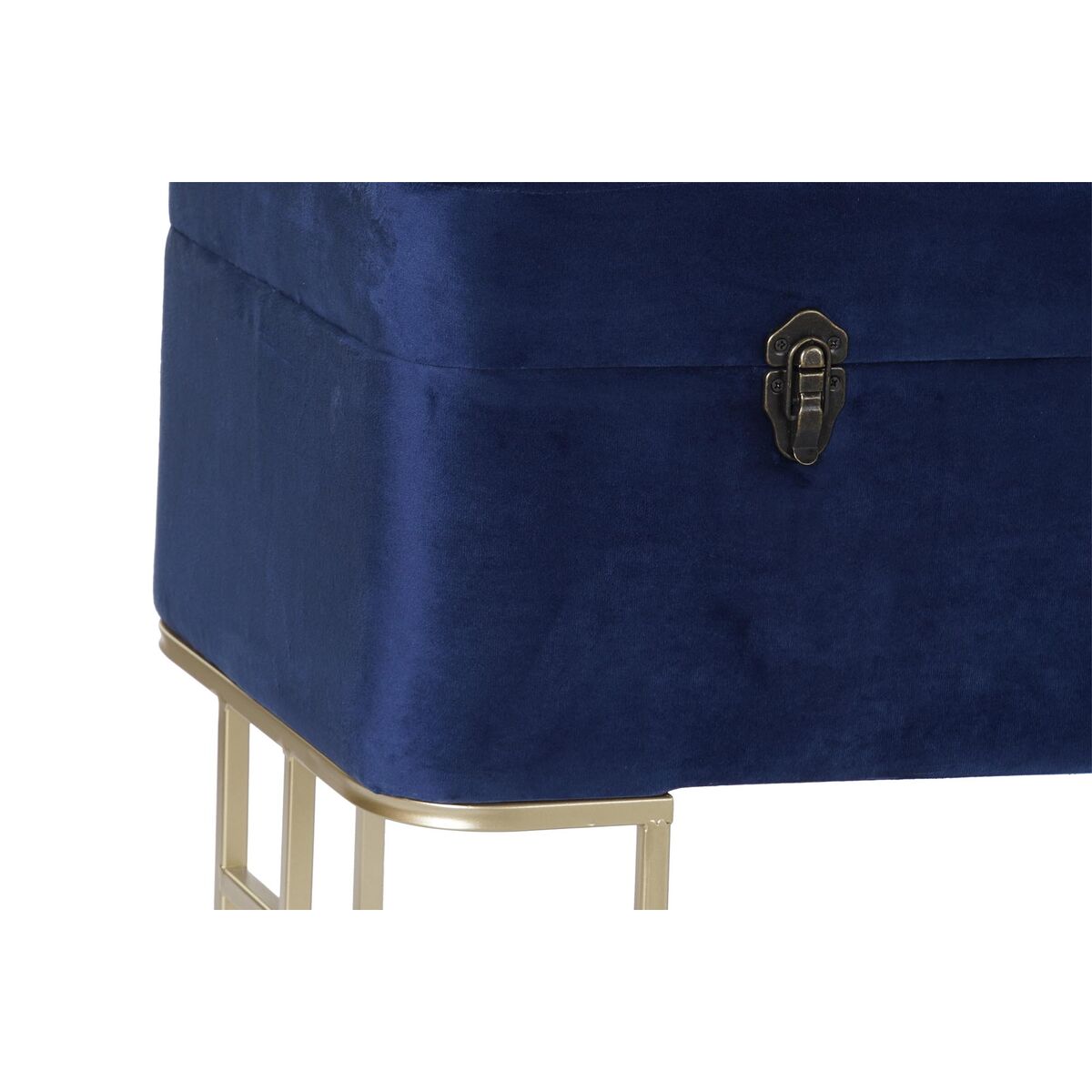 Bench DKD Home Decor Blue Golden Metal Velvet (90 x 40 x 47 cm)