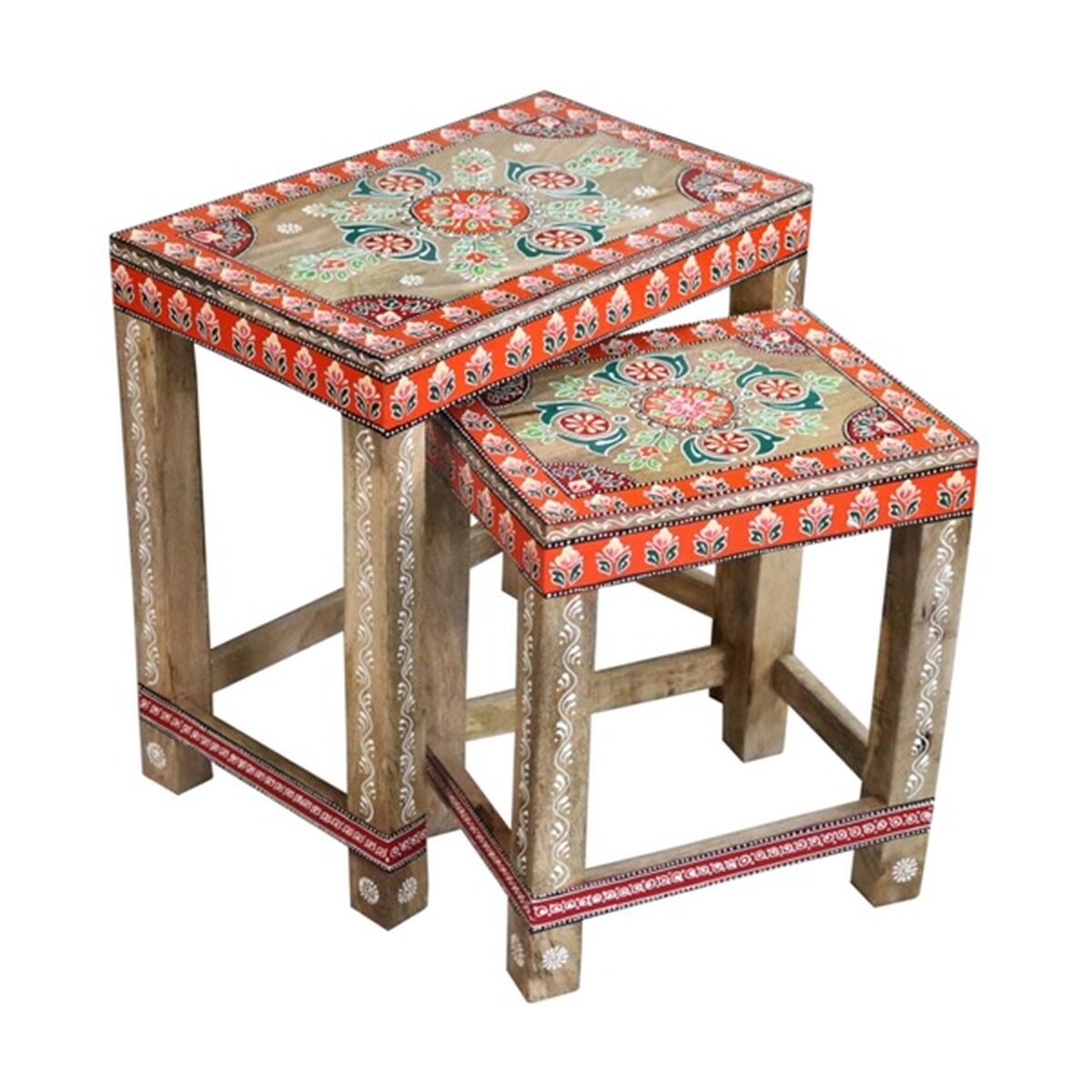 Set of 2 tables DKD Home Decor Multicolour Natural 45 x 30 x 45 cm 45 x 28,5 x 46 cm