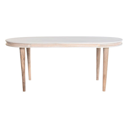 Dining Table DKD Home Decor White Golden Brass Mango wood 180 x 90 x 76 cm